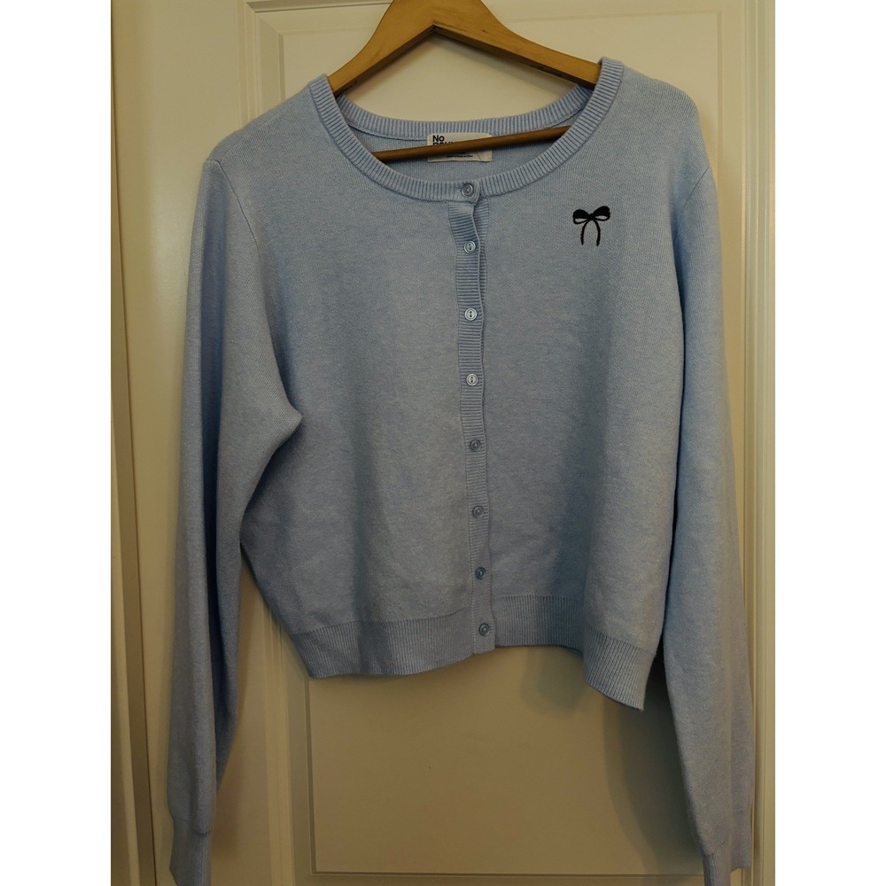 Y2K Coquette Cardigan XXL NWT Navy Bow Cropped Balletcore Girly Cozy Fall Soft
